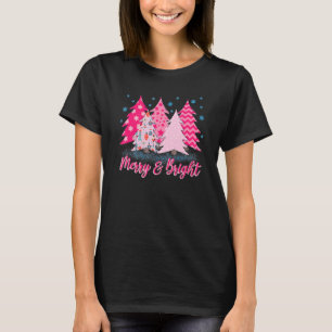 Frohe und hellrosa Weihnachtsbaum T-Shirt