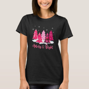 Frohe und hellrosa Weihnachtsbaumfamilie Chris T-Shirt