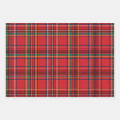 Frohe und leuchtend rote Weihnachtssterne karierte Geschenkpapier Set (Vorderseite 3)