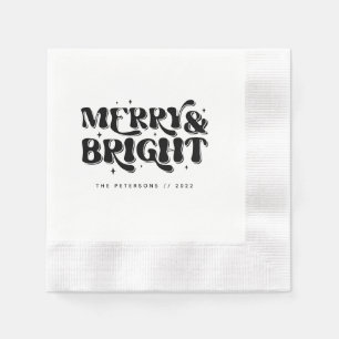 Frohe und strahlende Retro-Weihnachtsfeier Serviette