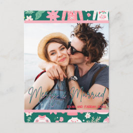 Frohe und Verheiratete 1. Jahr Verheiratetes Weihn Postkarte