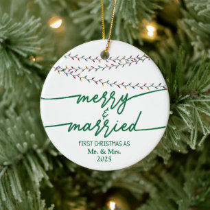 Frohe und Verheiratete erste Weihnachten nach Maß Keramik Ornament