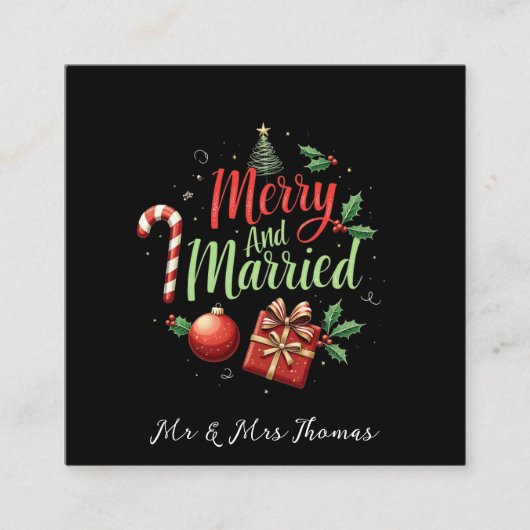 Frohe und Verheiratete Feier für Ihre ersten Weihn Quadratische Visitenkarte (Vorderseite)