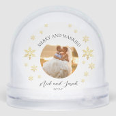 Frohe und Verheiratete Foto Goldene Schneeflocke Schneekugeln (Rückseite)