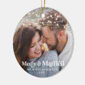 Frohe und verheiratete Foto Hochzeit Weihnachten T Keramik Ornament (Links)