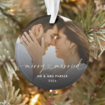 Frohe und Verheiratete Herzschrift Weihnachten Fot