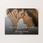 Frohe und Verheiratete Herzschrift Weihnachten Fot Puzzle (Horizontal)
