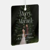 Frohe und Verheiratete Hochzeit Erste Weihnachten Ornament Aus Metall (Vorderseite Rechts)