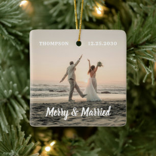 Frohe und Verheiratete Neuvermählte Weihnachten im Keramikornament