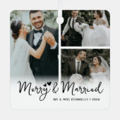 Frohe und Verheiratete Neuvermählte Weihnachten Ornament Aus Metall (Vorderseite)