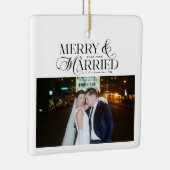 Frohe und Verheiratete Newlyweds Foto Erste Weihna Keramikornament (Rechts)