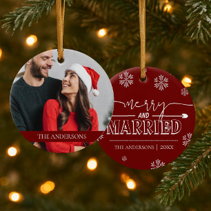 Frohe und Verheiratete Personalisierte Foto Weihna Keramik Ornament