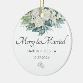 Frohe und Verheiratete unsere erste Weihnachtsblum Keramik Ornament (Links)