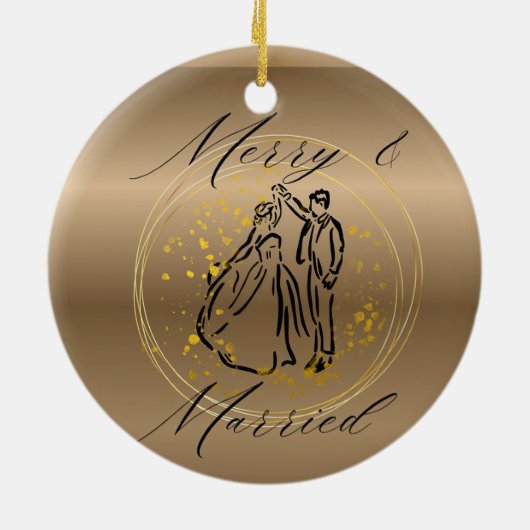 Frohe und verheiratete Weihnachten Keramik Ornament (Hinten)