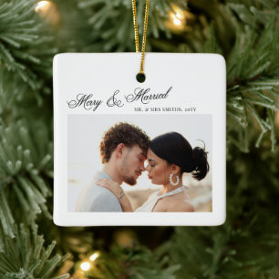 Frohe und verheiratete Weihnachten Skript Neuvermä Keramikornament