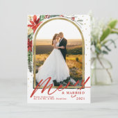 Frohe und Verheiratete Weihnachtsankündigung Feiertagskarte (Stehend Vorderseite)