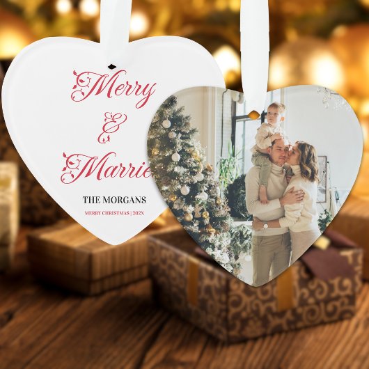 Frohe und Verheiratete Weihnachtsfamilie Foto Orna Ornament