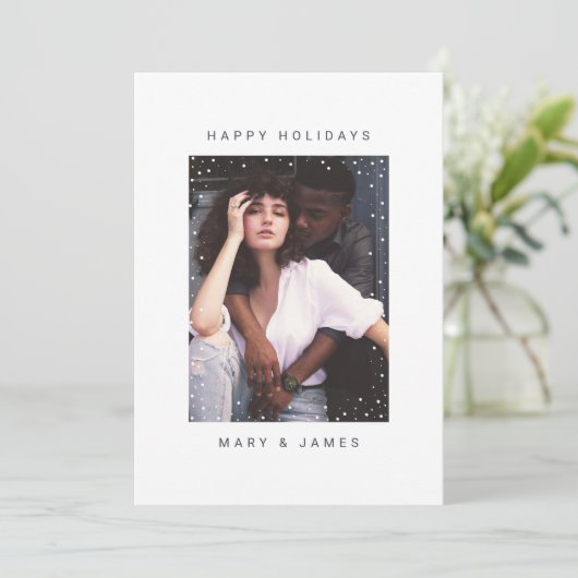 Frohe und Verheiratete Weihnachtsfotokarte Einladung (Stehend Vorderseite)