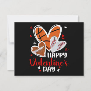 Frohe Valentins Baseball Football Basketball Herz Feiertagskarte