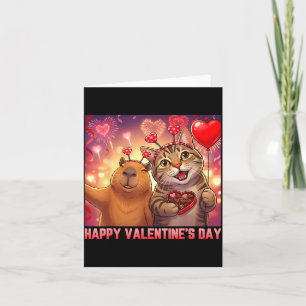 Frohe Valentinstag 2026 Niedliche Katze Capybara P Karte