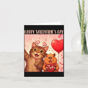 Frohe Valentinstag 2026 Niedliche Katze Capybara P Karte