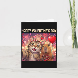 Frohe Valentinstag 2026 Niedliche Katze Capybara P Karte