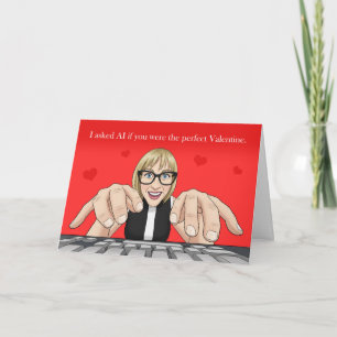 Frohe Valentinstag AI Humor Frau tippt Feiertagskarte