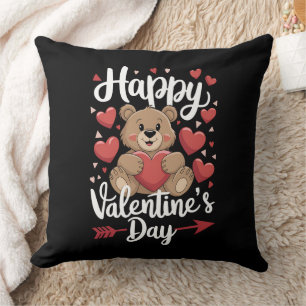 Frohe Valentinstag Bär Herz Niedliche Paare Kissen