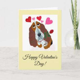 Frohe Valentinstag Basset Hound Hund Karte
