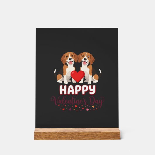 Frohe Valentinstag Beagle Paar Acrylschild (Vorderseite)