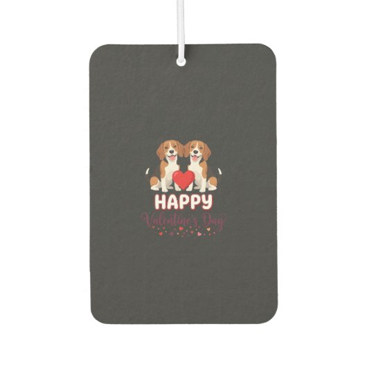 Frohe Valentinstag Beagle Paar Autolufterfrischer (Vorderseite)