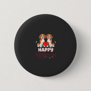 Frohe Valentinstag Beagle Paar Button