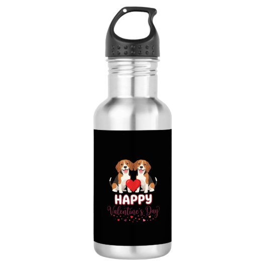 Frohe Valentinstag Beagle Paar Edelstahlflasche (Vorderseite)