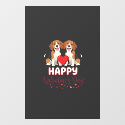 Frohe Valentinstag Beagle Paar Fensteraufkleber (Blatt)