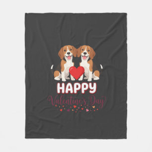 Frohe Valentinstag Beagle Paar Fleecedecke