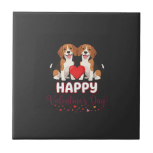 Frohe Valentinstag Beagle Paar Fliese