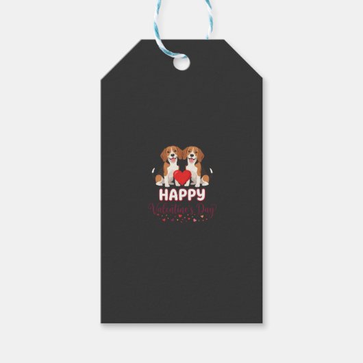 Frohe Valentinstag Beagle Paar Geschenkanhänger (Vorderseite)