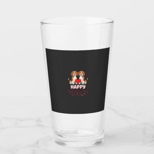 Frohe Valentinstag Beagle Paar Glas (Vorderseite)