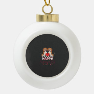 Frohe Valentinstag Beagle Paar Keramik Kugel-Ornament