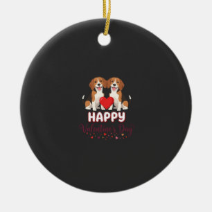 Frohe Valentinstag Beagle Paar Keramik Ornament