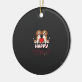 Frohe Valentinstag Beagle Paar Keramik Ornament (Links)