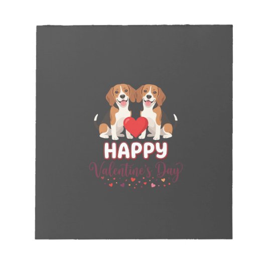 Frohe Valentinstag Beagle Paar Notizblock (Vorderseite)