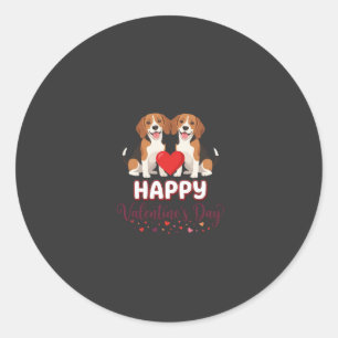 Frohe Valentinstag Beagle Paar Runder Aufkleber