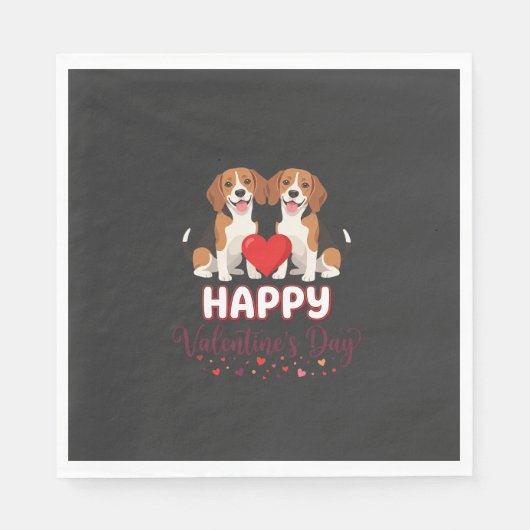 Frohe Valentinstag Beagle Paar Serviette (Vorderseite)