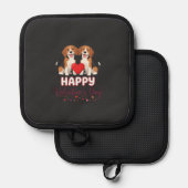 Frohe Valentinstag Beagle Paar Topflappen (Vorderseite/Rückseite)