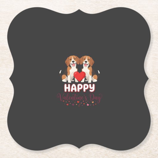 Frohe Valentinstag Beagle Paar Untersetzer (Vorderseite)