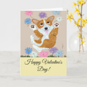 Frohe Valentinstag Corgi Hund Karte (Gelbe Blume)