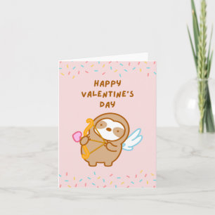 Frohe Valentinstag Cupid Faultier Karte