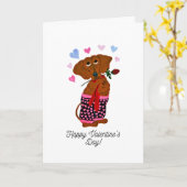 Frohe Valentinstag Dachshund Hund Karte (Gelbe Blume)