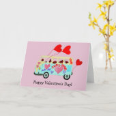 Frohe Valentinstag Dachshunde im Hippie Van  Karte (Gelbe Blume)